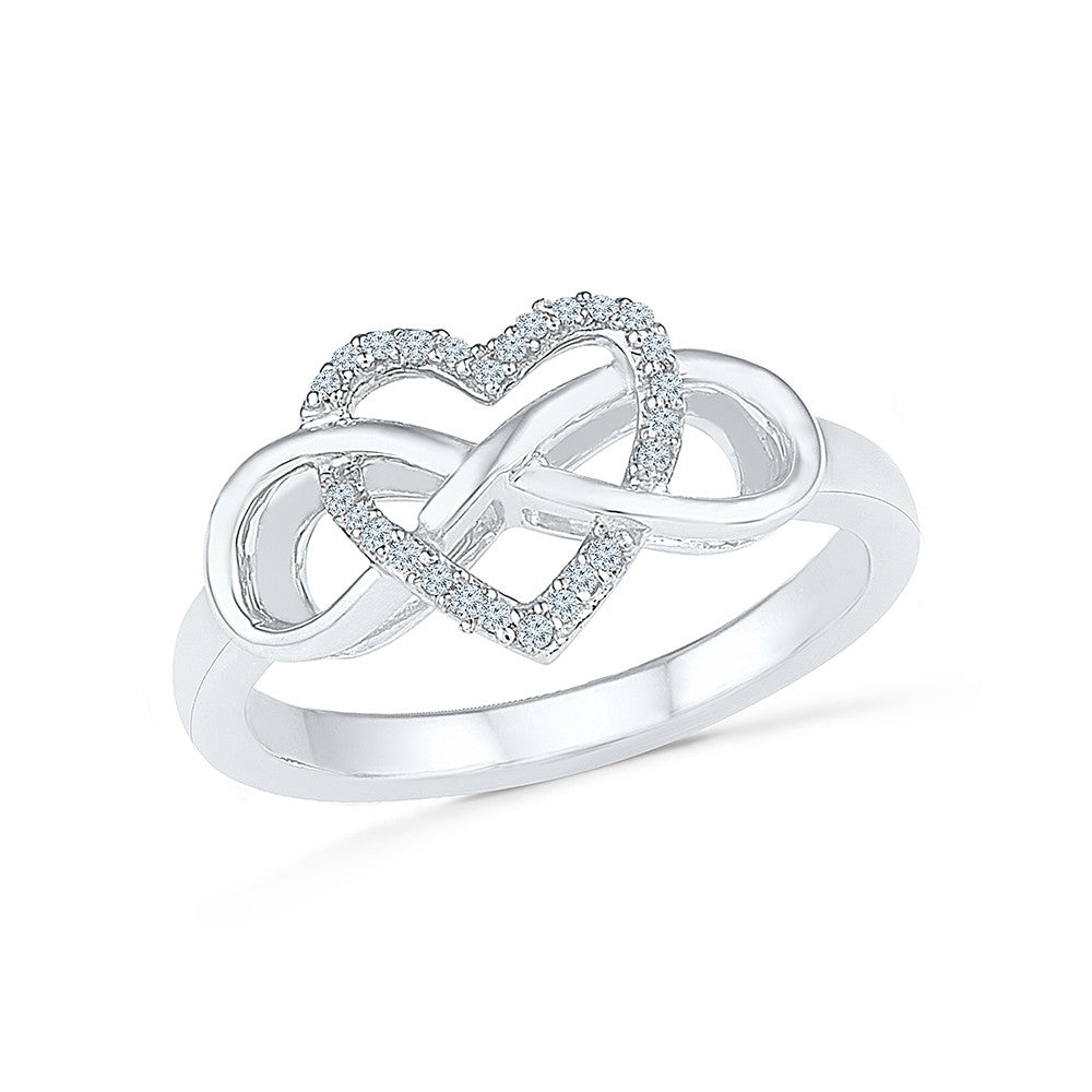 Infinity Knot Diamond Ring, 14K White Gold, Size 8, READY TO SHIP! |  sillyshinydiamonds