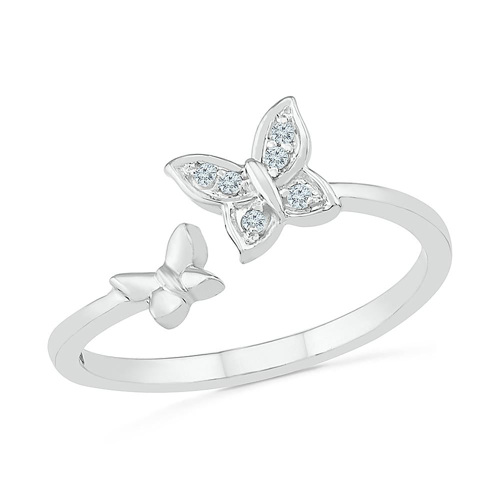 14k Rose Gold, Diamond & Sapphire Butterfly Ring by Parade Designs