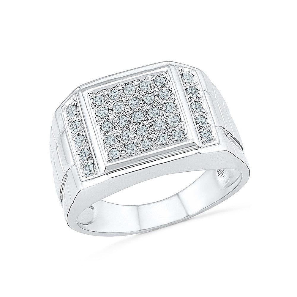 Buy quality 925 Sterling Silver AD Diamond Gents Ring in Ahmedabad