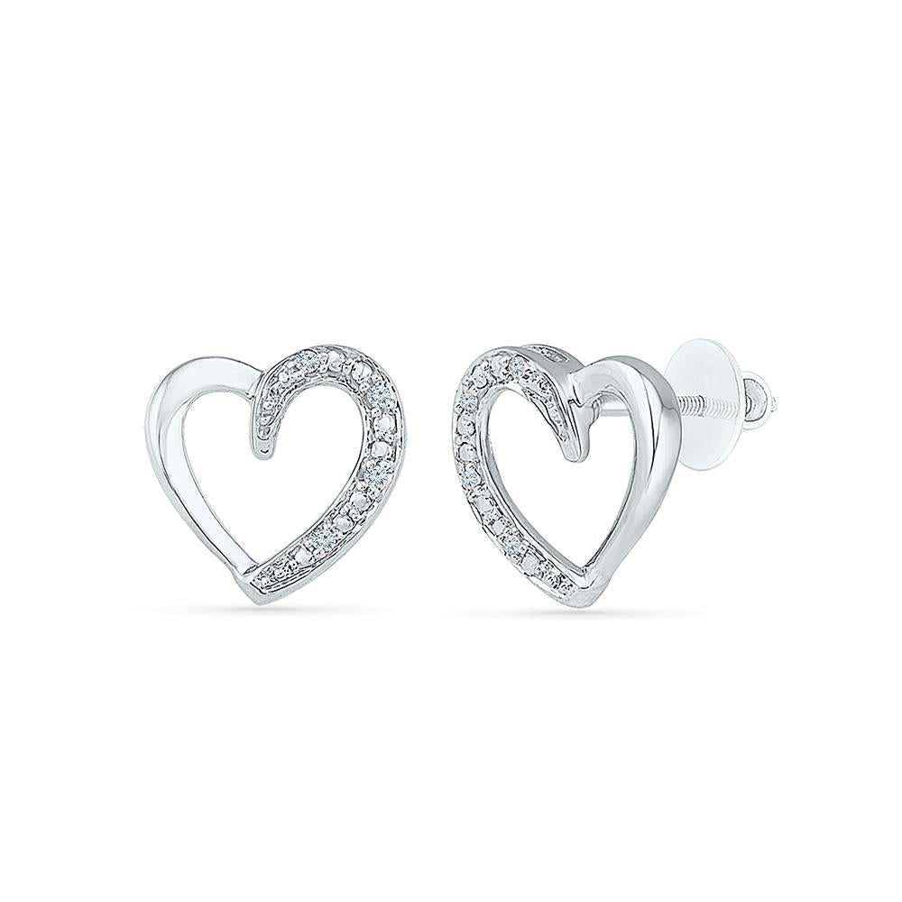 Dainty Silver Stud Earrings with AD Accents  Rubans